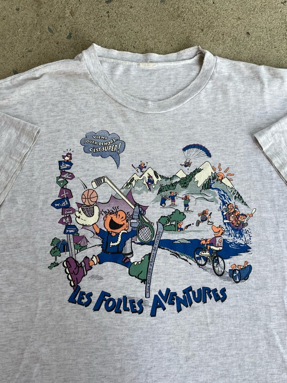 Vintage 90s Les Folles Aventures Ski Tee Shirt